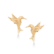 14K Gold Hummingbird Stud Earrings, Gold Hummingbird Stud Earrings, Origami Bird Studs, Bird stud Earrings, Bird Jewelry